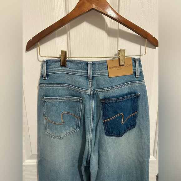 Wash Denim Blue Wide-leg Jeans - Picture 5 of 8